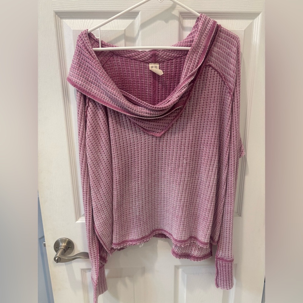 Free People Women's Pink Cowl Neck Top